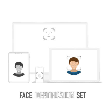 White digital gadgets face IDのイラスト素材