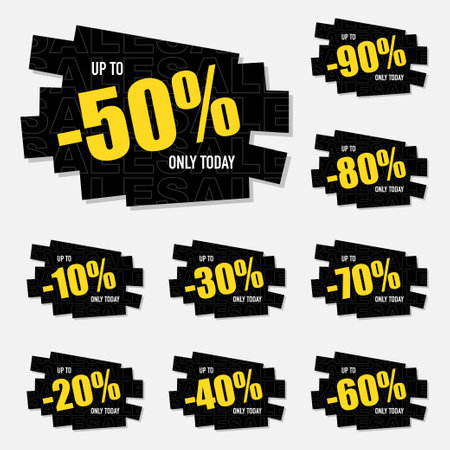 Sale discount paper stickers setのイラスト素材