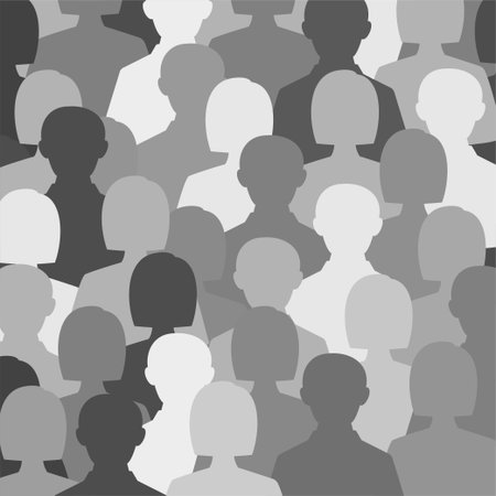 People crowd grey silhouellesのイラスト素材