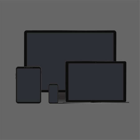 Black digital gadgets setのイラスト素材