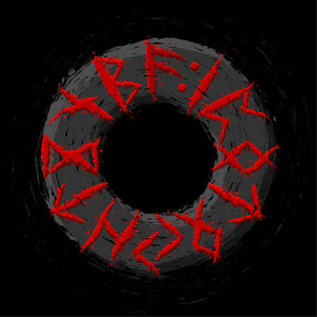 Runic alphabet scandinavian grunge circleのイラスト素材