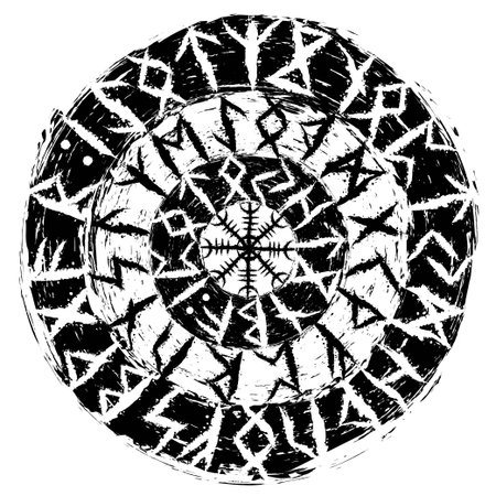 Runic alphabet scandinavian abstract circlesのイラスト素材