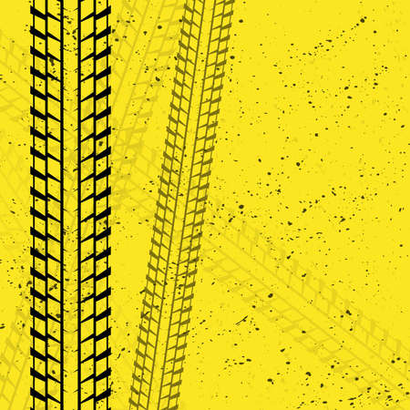 Yellow grunge tire track backgroundのイラスト素材
