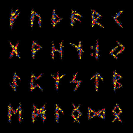 Runic alphabet Scandinavian scratched lettersのイラスト素材