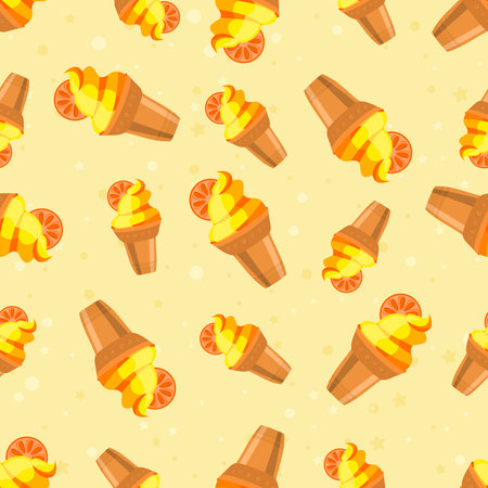 Yellow ice cream with orange backroundのイラスト素材