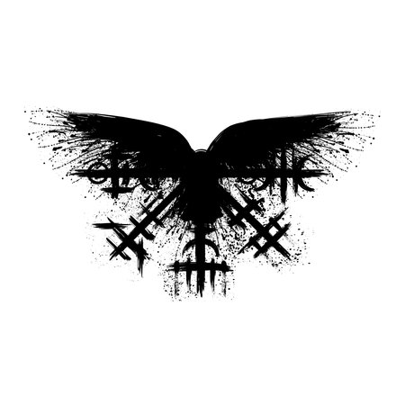 Norse viking raven grunge symbolのイラスト素材