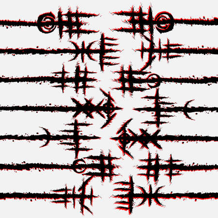 Norse viking black and red brush linesのイラスト素材