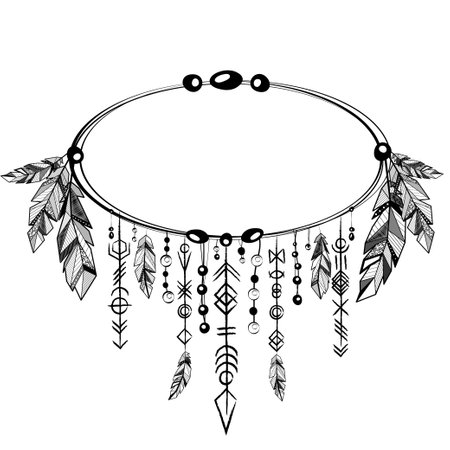 Feathers boho elipse frame designのイラスト素材