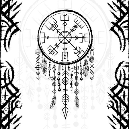 Dreamcatcher with viking linesのイラスト素材