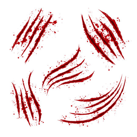 Red claw blood wounds setのイラスト素材
