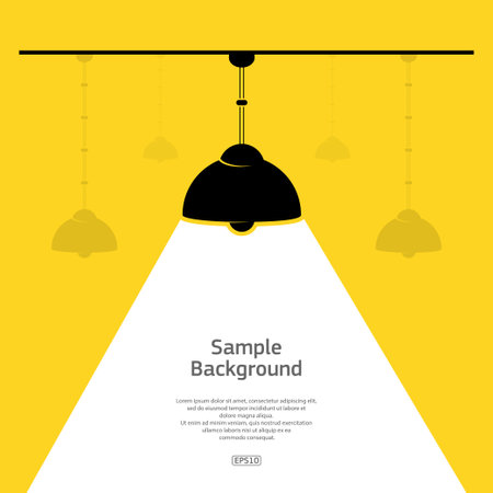 Flat black lamp with light and textのイラスト素材