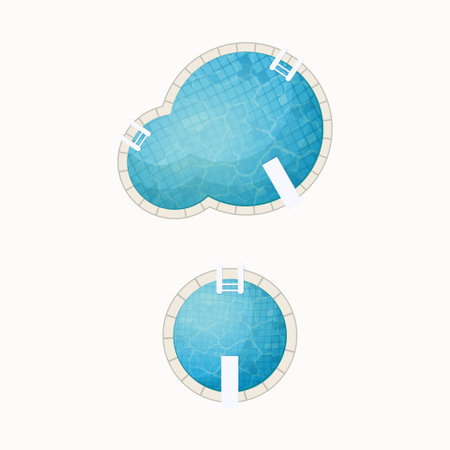 Blue water swimming pools setのイラスト素材