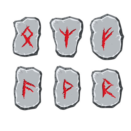 Grey stones red runic setのイラスト素材