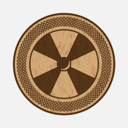 Scandinavian viking brown shieldのイラスト素材