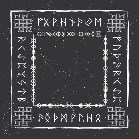 Scandinavian doodle white frameのイラスト素材