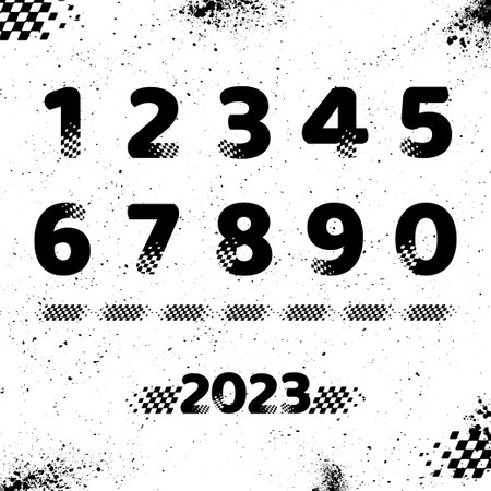 Race checkered flag numbers setのイラスト素材