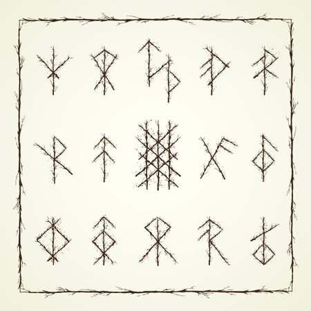 Tree branch bind runes setのイラスト素材