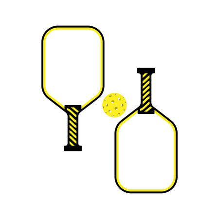 Pickleball paddle and ball yellowのイラスト素材