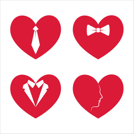Red hearts set man loveのイラスト素材