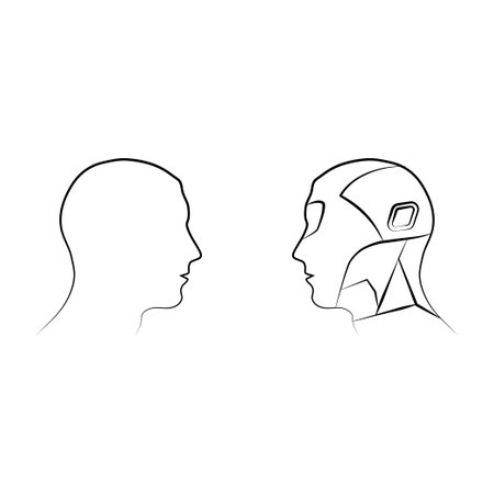 Robot and human chatting linesのイラスト素材