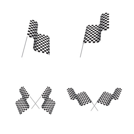 Checkered short flags setのイラスト素材