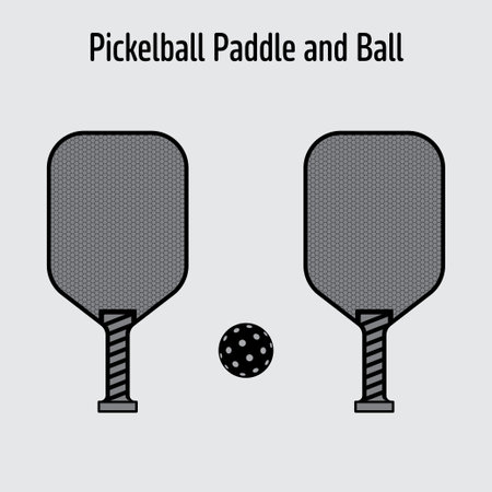Pickleball paddle and ball greyのイラスト素材