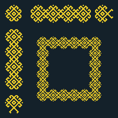 Triangle pattern yellow ornamentのイラスト素材