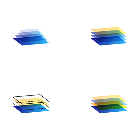 Layered paper sized stacks setのイラスト素材