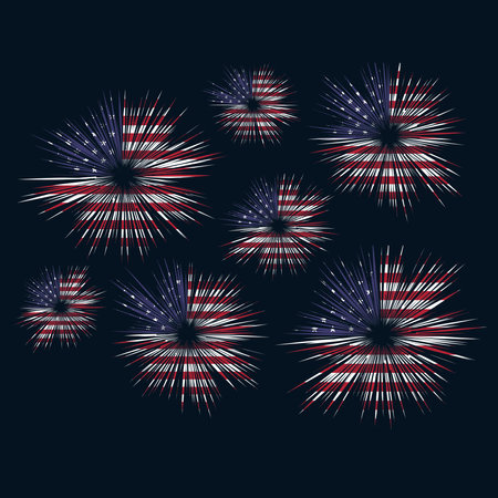 USA holiday flag fireworksのイラスト素材