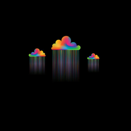 Abstract clouds with colorful rainのイラスト素材