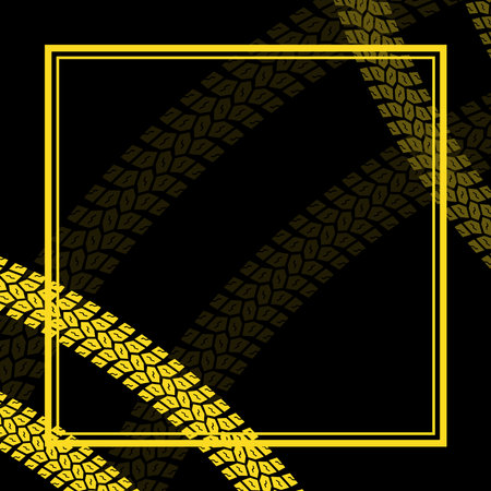 Square frame with yellow tire track pathのイラスト素材