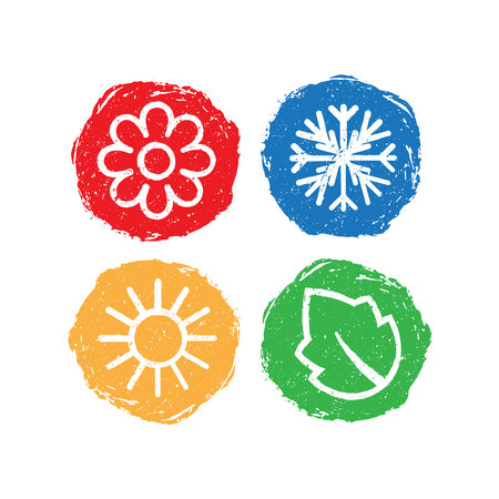 Four nature seasons grunge circlesのイラスト素材