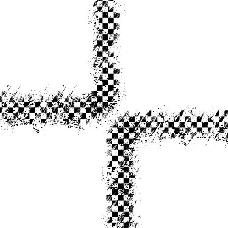 Checkered flags grunge racing line cornersのイラスト素材