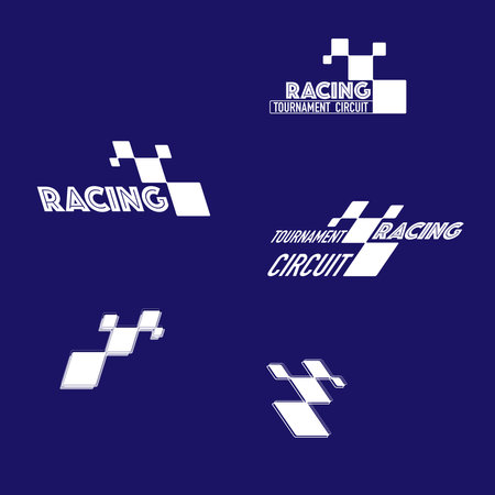 Racing white checkered abstract design elementsのイラスト素材