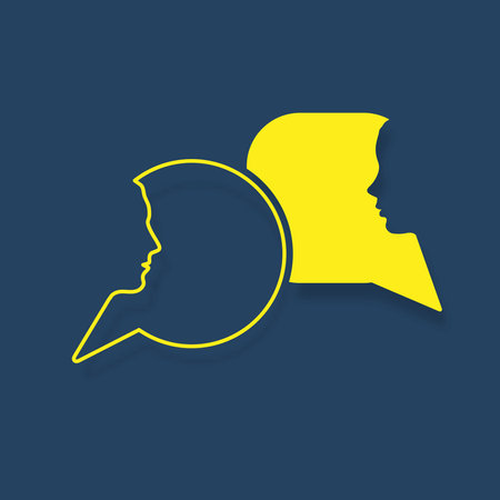 Man and woman yellow speech bubblesのイラスト素材