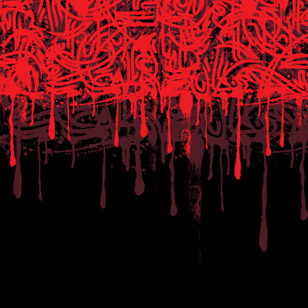 Persian symbols red ink blots patternsのイラスト素材