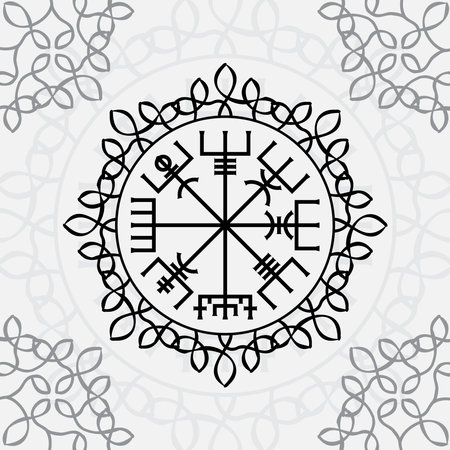 Vegvisir true black outline circleのイラスト素材