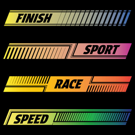 Text gradient sport decals setのイラスト素材
