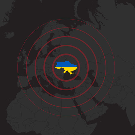 World map Ukrainian war epicenterのイラスト素材