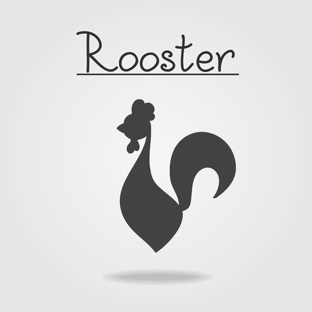 Vector Image abstract black rooster with shadow on a white background. New Year symbol.のイラスト素材