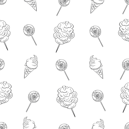 Ice cream and cotton candy and lollipop pattern.のイラスト素材