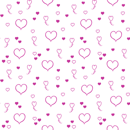 Ð¡harming pink hearts seamless pattern. Hand drawn romantic ornament for wrapping paper. Decorative pattern for banners, flayers, cards and posters, for invitation on weddings and wall-papers for girls.のイラスト素材