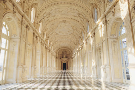The Palace of Venaria Reale interior, Diana Gallery, Italy.のeditorial素材