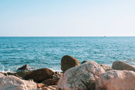 Beautiful seaview with morning light and smooth turquoise water surface.