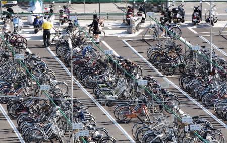 Overflowed parking of bicycles in Tokyoのeditorial素材