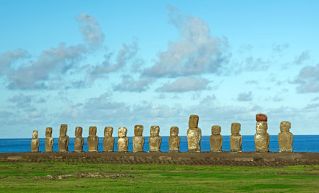 Moai at Tongariki siteのeditorial素材