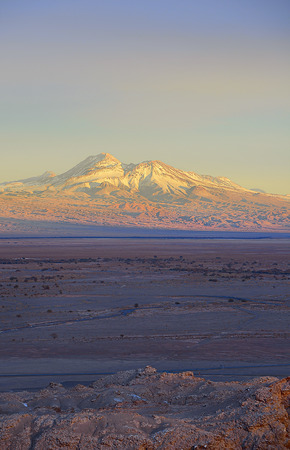 Landscape of Atacama desert with Lascar volcanoの写真素材