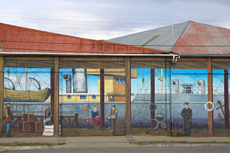 Graffiti on a street of Punta Arenas, Chileのeditorial素材