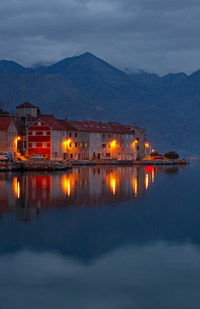 Bay of Kotor at night.の写真素材