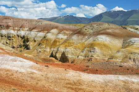 Deposit of colorful clay in the Altai Mountains or Mars valley KizylChinの写真素材